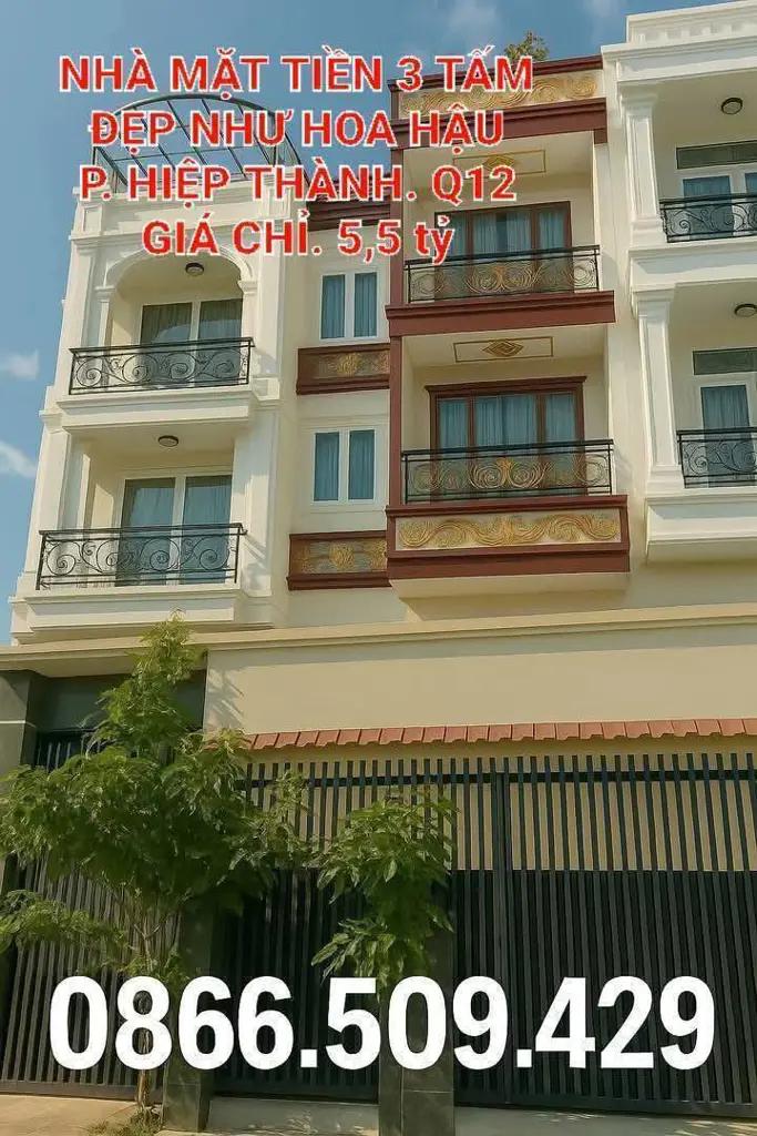 BÁN NHÀ GIẢM GIÁ SÂU – TỪ 6 TỶ CHỈ CÒN 5,5 TỶ – MẶT TIỀN HT 10, Q12