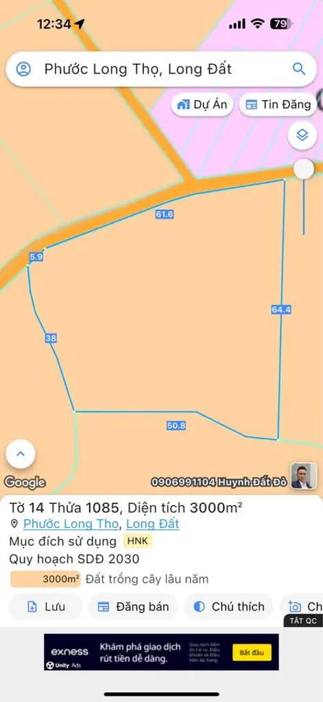 Main-Bán 3 sào Phước Long Thọ - huyện Long Đất- mặt tiền 67 mét-2