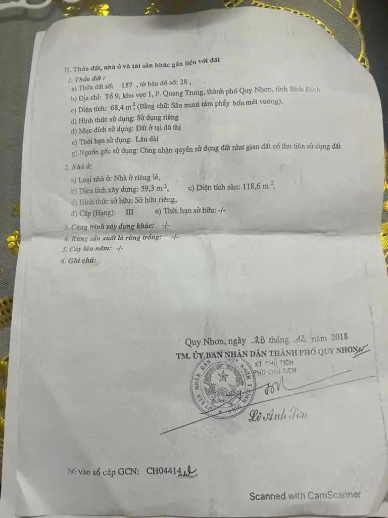 Main-BÁN NHÀ 2 TẦNG, Ô TÔ ĐẬU TRƯỚC NHÀ – HẺM TÔ HIẾN THÀNH, QUY NHƠN-1