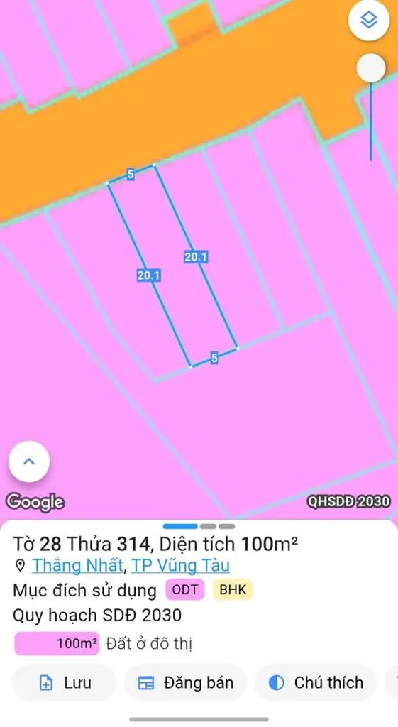 Bán đất hẻm 217 Nguyễn Hữu Cảnh, P. Thắng Nhất, Vũng Tàu
