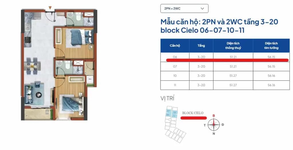 Main-Bán căn hộ 2PN 2WC 56m² Tháp Cielo Destino Centro – Thanh toán 433 triệu nhận nhà-1