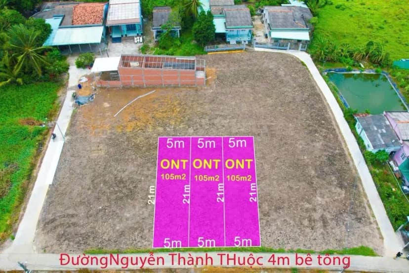 ❤️💚 290 TRIỆU – 105M² THỔ – MẶT TIỀN NGUYỄN THÀNH THUỘC ( sổ hồng riêng tân trụ long an) 🔥 Chỉ 290 triệu/lô – còn bớt lộc 📍 Có 3 lô, sổ riêng sẵn 📐 Diện tích: 5×21m = 105m², full thổ cư 🚗 Đường bê tông 4m, thể hiện trên sổ, dự kiến mở rộng lên 6m