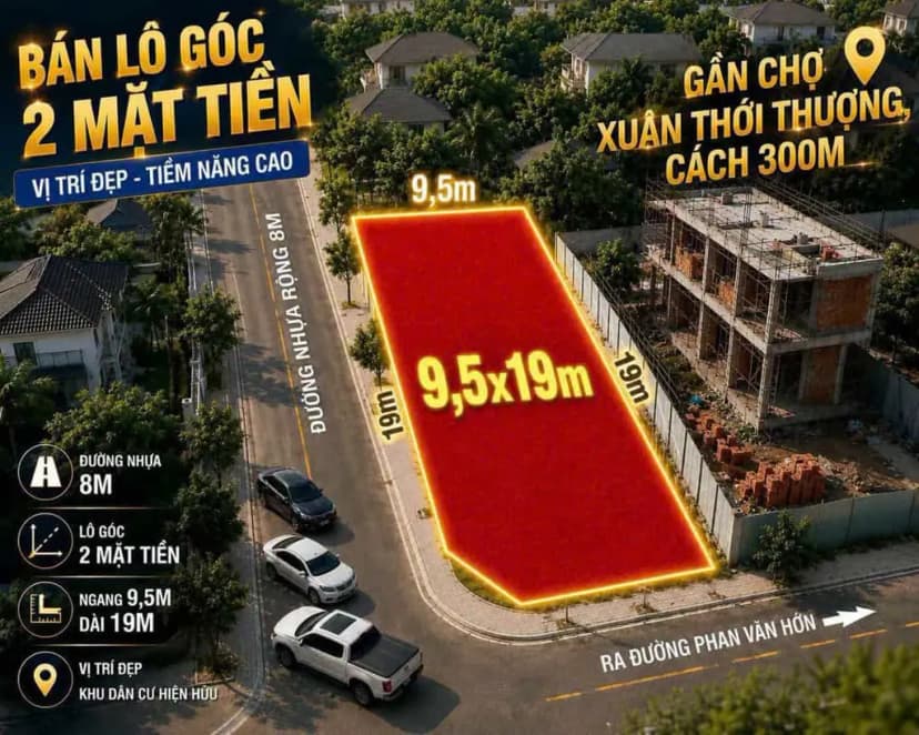 Bán đất thổ cư Bà Điểm, lô góc 9,5x19m, MT đường nhựa 8m, giá 4,6 Tỷ (3)