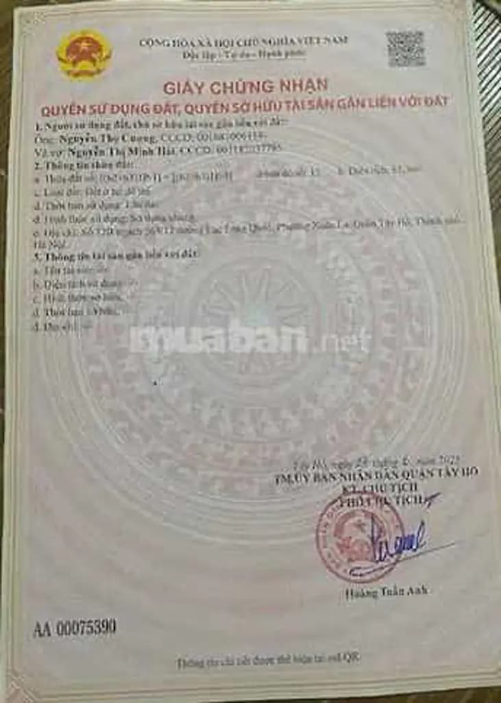 CHÍNH CHỦ CẦN BÁN NHÀ NGUYÊN CĂN MỚI XÂY TẠI LẠC LONG QUÂN - PHƯỜNG TÂY HỒ - HÀ NỘI