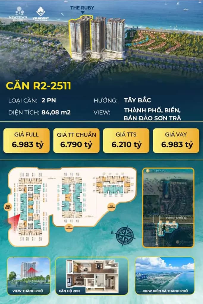 Bán căn hộ cao cấp view biển Ruby - Newtown Diamond Đà Nẵng