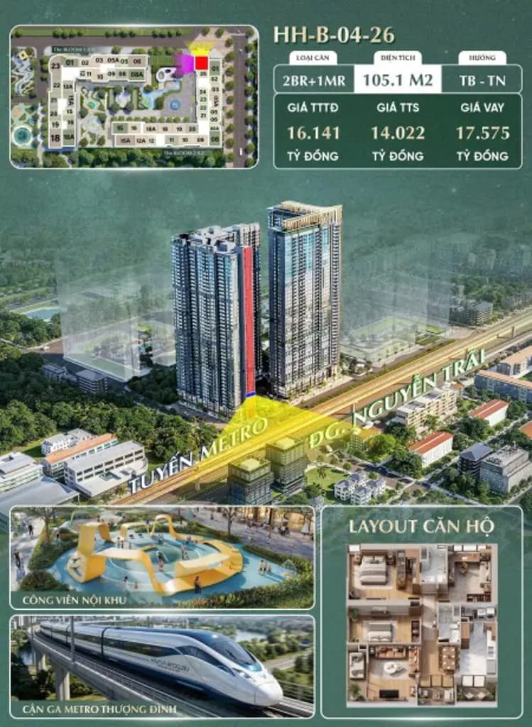 Main-2PN Sở hữu tầm view công viên nội khu trực diện ga METRO thượng đình siêu thoáng-0