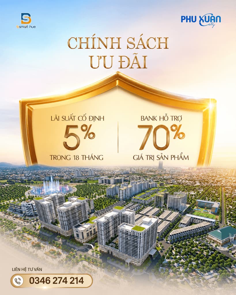 Shophouse Phú Xuân City hỗ trợ lãi cố định 5%/18 tháng ngay trung tâm thành phố
