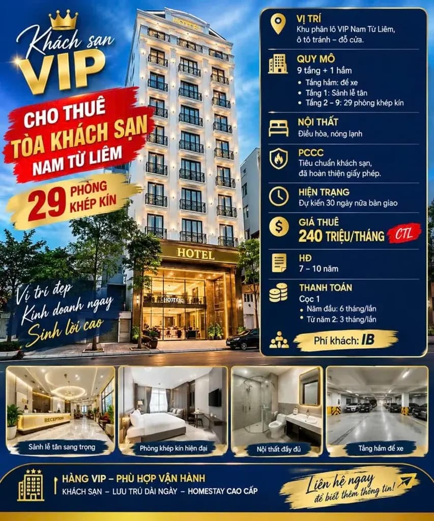 Main-CHO THUÊ TÒA KHÁCH SẠN VIP NAM TỪ LIÊM – 29 PHÒNG KHÉP KÍN-0