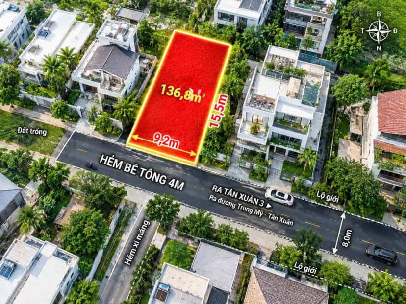 Bán lô đất Tân Xuân 3, KT 9,2x15m hẻm xe hơi thông, giá 4,150 TỶ.