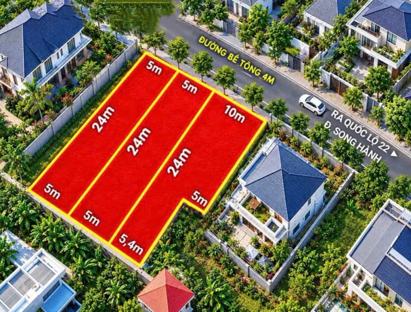 Bán 3 lô đất thổ cư đường Song Hành, 5x24m, xã Tân Hiệp, giá gốc 2,7 Tỷ