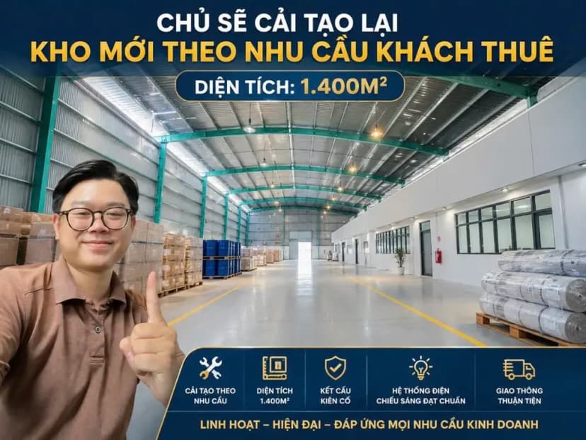 GIÁ SỐC 45 TR/THÁNG! KHO TRỐNG SUỐT QL91B CẦN THƠ 1.400M²: PHOM VUÔNG VỰC 35M X 40M CỰC ĐẸP