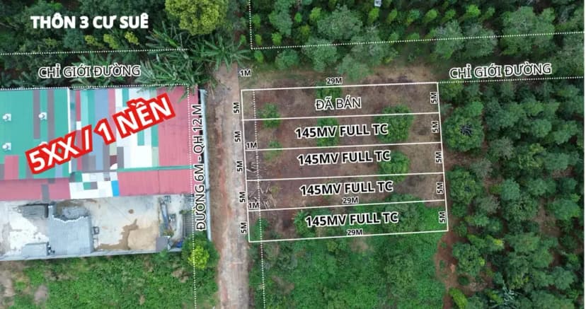 Bán đất thôn 3 Cư Suê 150.9m² có sẵn 145m² thổ cư ngang 5m giá 595triệu tại Xã Quảng Phú