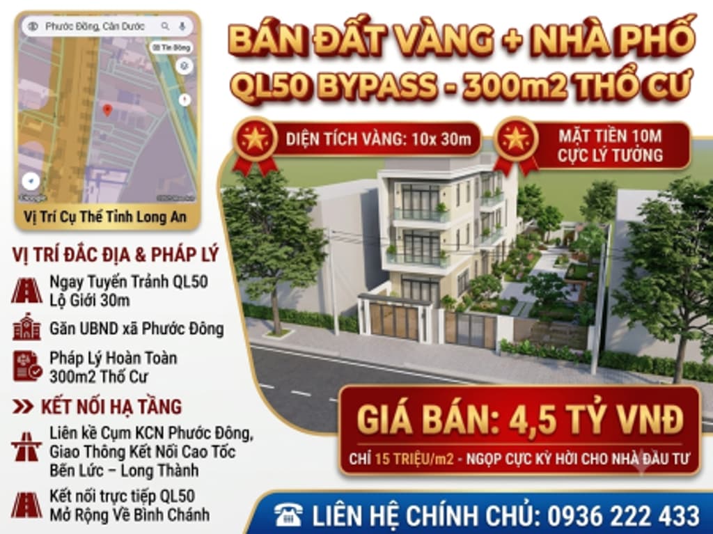 Main-CHÍNH CHỦ BÁN: NHÀ ĐẤT 300M² MẶT TIỀN TUYẾN TRÁNH QL50 – TÂN LÂN CẦN ĐƯỚC-0