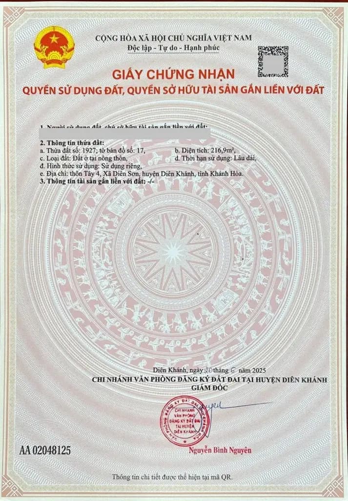 Main-Lô đất mặt tiền Xóm Gò 7- Diên Sơn - Diên Khánh- DT 216m2. LVCC 0938161427-2