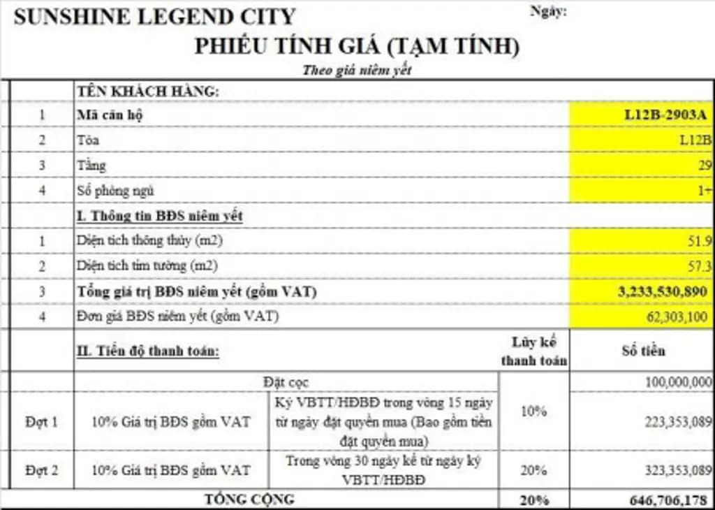 Main-Cần bán căn hộ Dự án Sunshine Legend City đã đóng 20% đã đóng 647 cắt lỗ chỉ còn 447tr-0
