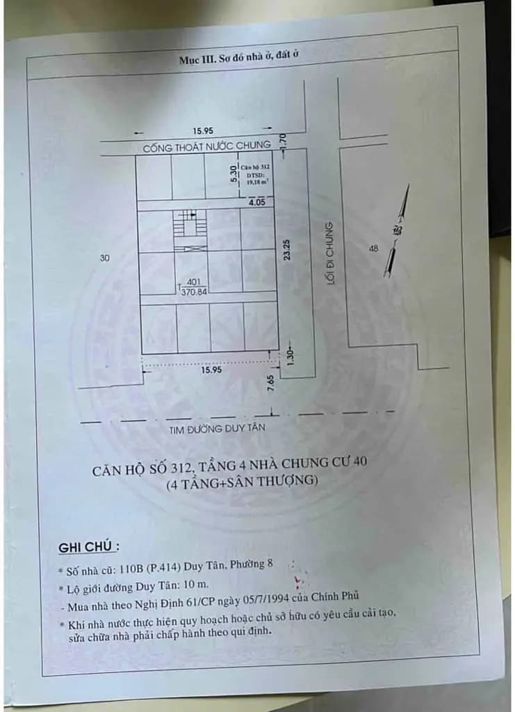 BÁN CĂN HỘ CHUNG CƯ 40 DUY TÂN – TÂN BÌNH | GIÁ CHỈ 1,5 TỶ