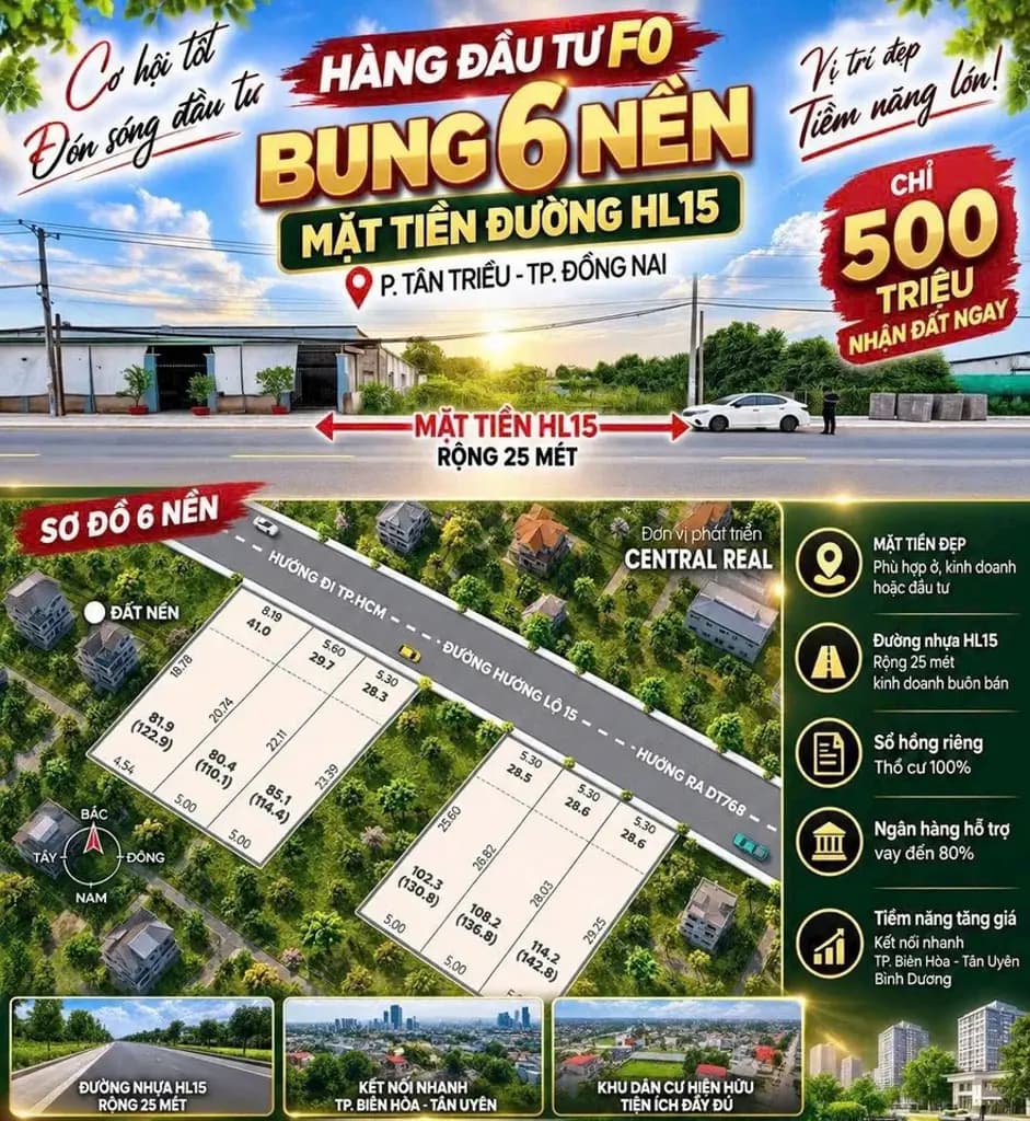 Main-BÁN ĐẤT MẶT TIỀN KINH DOANH RỘNG 25 MÉT-NGAY TRUNG TÂM PHƯỜNG TÂN TRIỀU ĐỒNG NAI-0