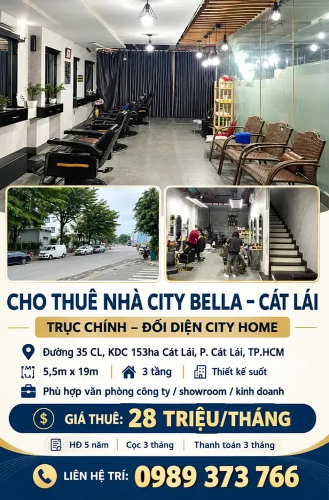 Cho thuê nhà 3 tâng đường 35 Cát Lái, đối diện City Home, dt 5,5x19m, không gian rộng rãi, ưu tiên thuê lâu dài (0989373766)