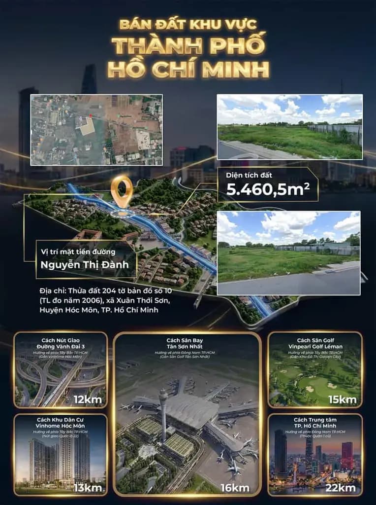 Quỹ đất mặt tiền Nguyễn Thị Đành - Hóc Môn | 5.460,5 m2 - vị trí đắc địa kết nối nhiều tiện ích