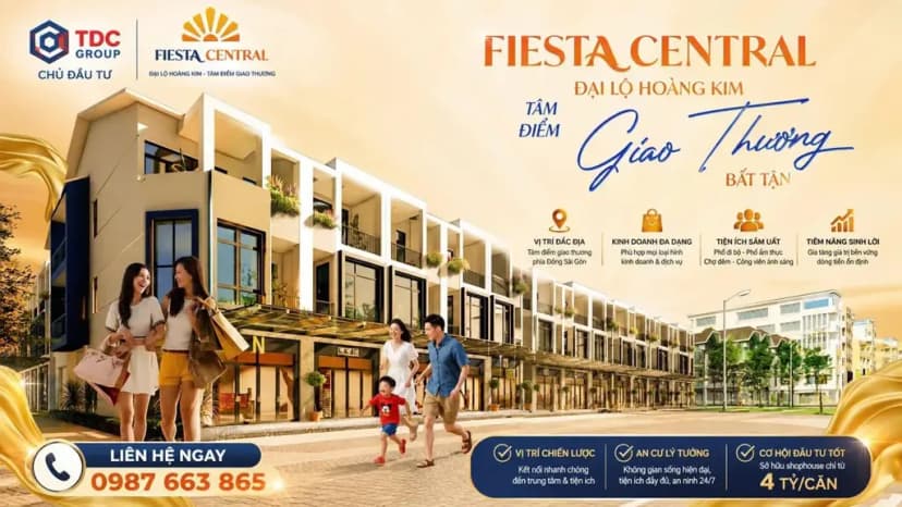 Nhà Phố Fiestal Central Bình Dương 2 mặt tiền 4,6 tỷ 0987663865 gần KCN VSIP II, KCN Đồng An thành phố mới, Kinh doanh suần uất