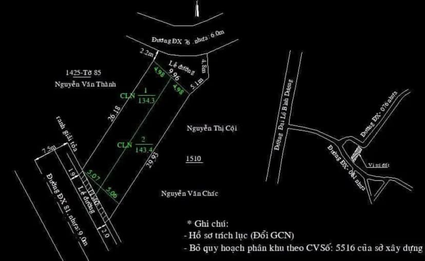 Bán Đất 2 Mặt Tiền Định Hòa Thủ Dầu Một Gần Bệnh Viện 1.500 Giường – Giá Chỉ 2,4 Tỷ/Nền
