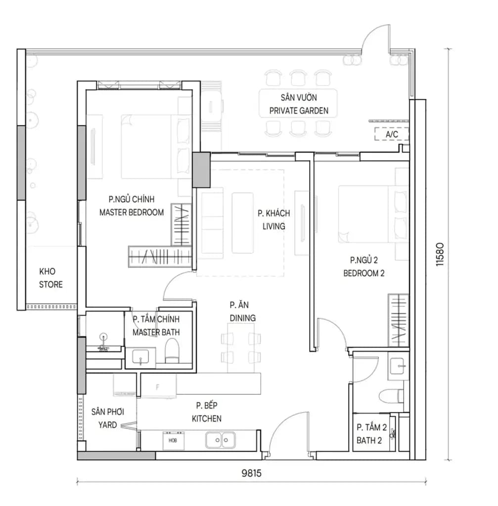 Main-Cho thuê Căn hộ Orchard Hill TP Mới Bình Dương. 2PN sân vườn rộng 122m2 ngay hồ bơi-0