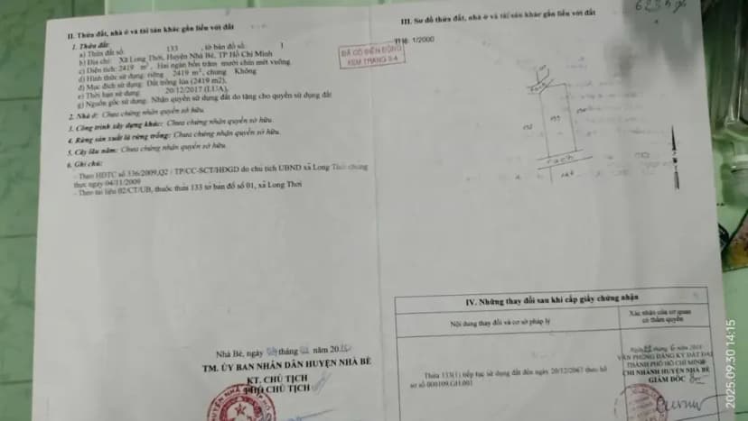 Bán Đất 2419m2 giá 4.84 tỷ tại Đường Nguyễn Hữu Thọ Xã Long Thới Huyện Nhà Bè TP. Hồ Chí Minh