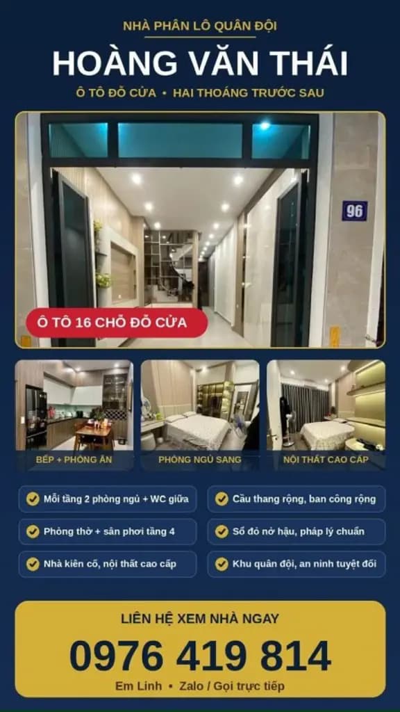 Main-BÁN NHÀ HOÀNG VĂN THÁI - PHÂN LÔ QUÂN ĐỘI - Ô TÔ 16 CHỖ ĐỖ CỬA - 2 MẶT THOÁNG - 4 TẦNG-3