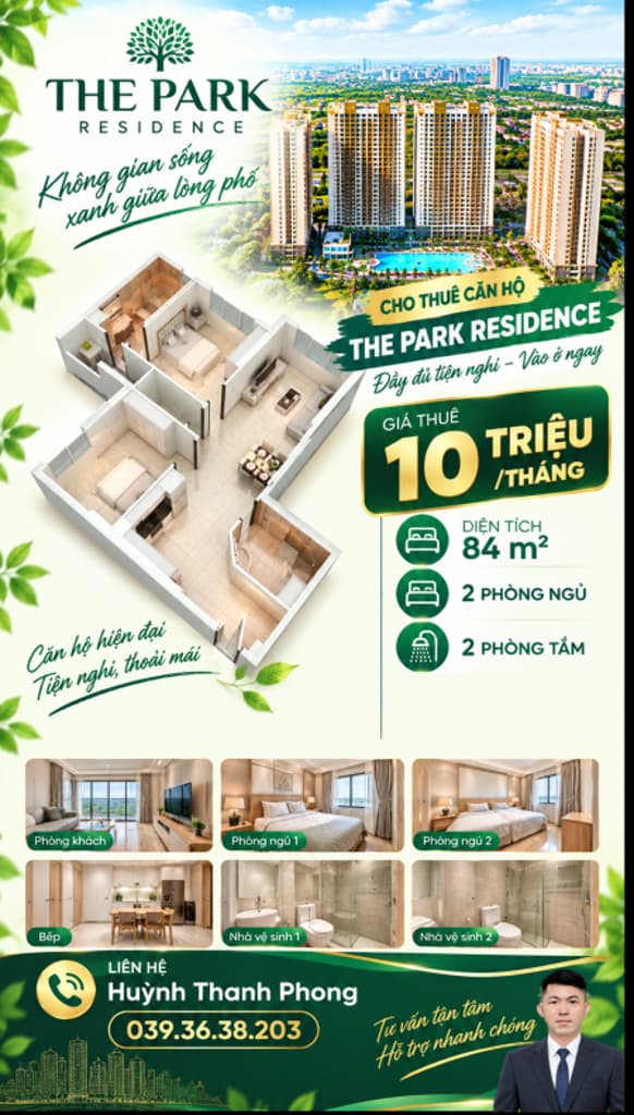 Main-Cho thuê 2PN2WC 84m2 - 10 triệu/tháng - The Park Residence Nhà Bè-4